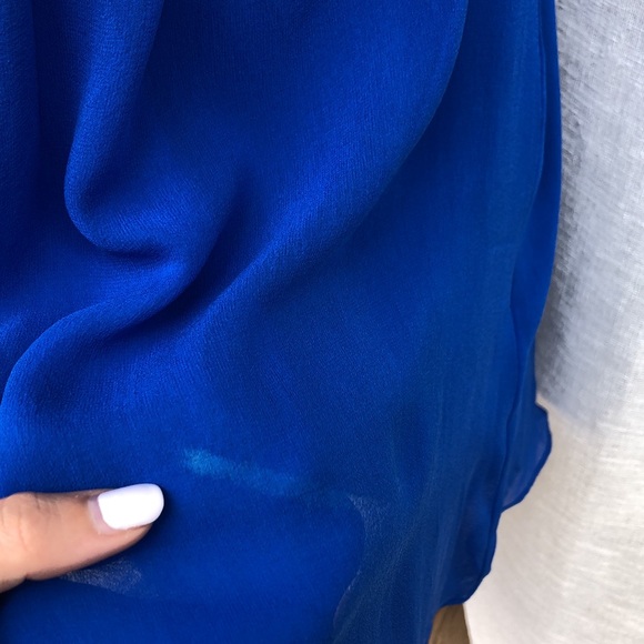 Cache cobalt blue beaded trim open back silk mini dress - Picture 5 of 14